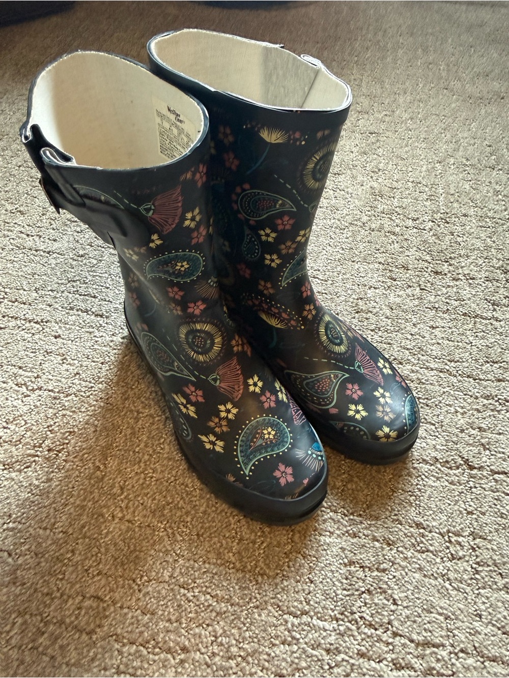 Women’s navy Floral Paisley Rain Boots